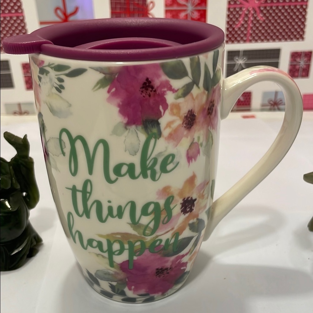 Inspirational Purple and Green Coffee Mug for Kitchen